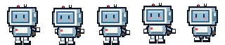 Sprite sheet espejeado del robot pixel